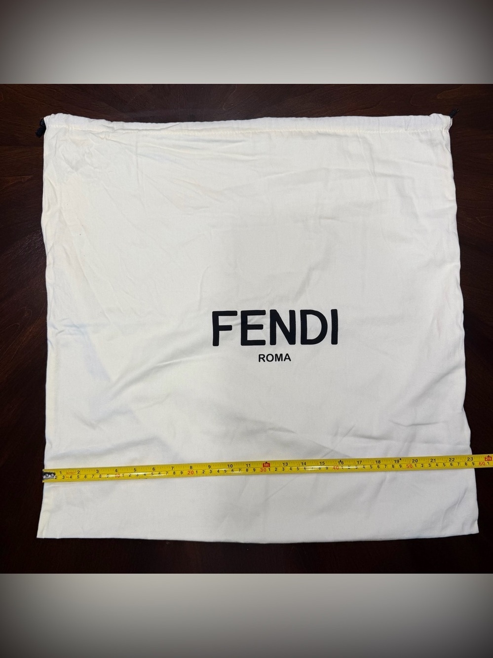 Fendi White Dust Bag with Black FENDI ROMA Logo 23x23